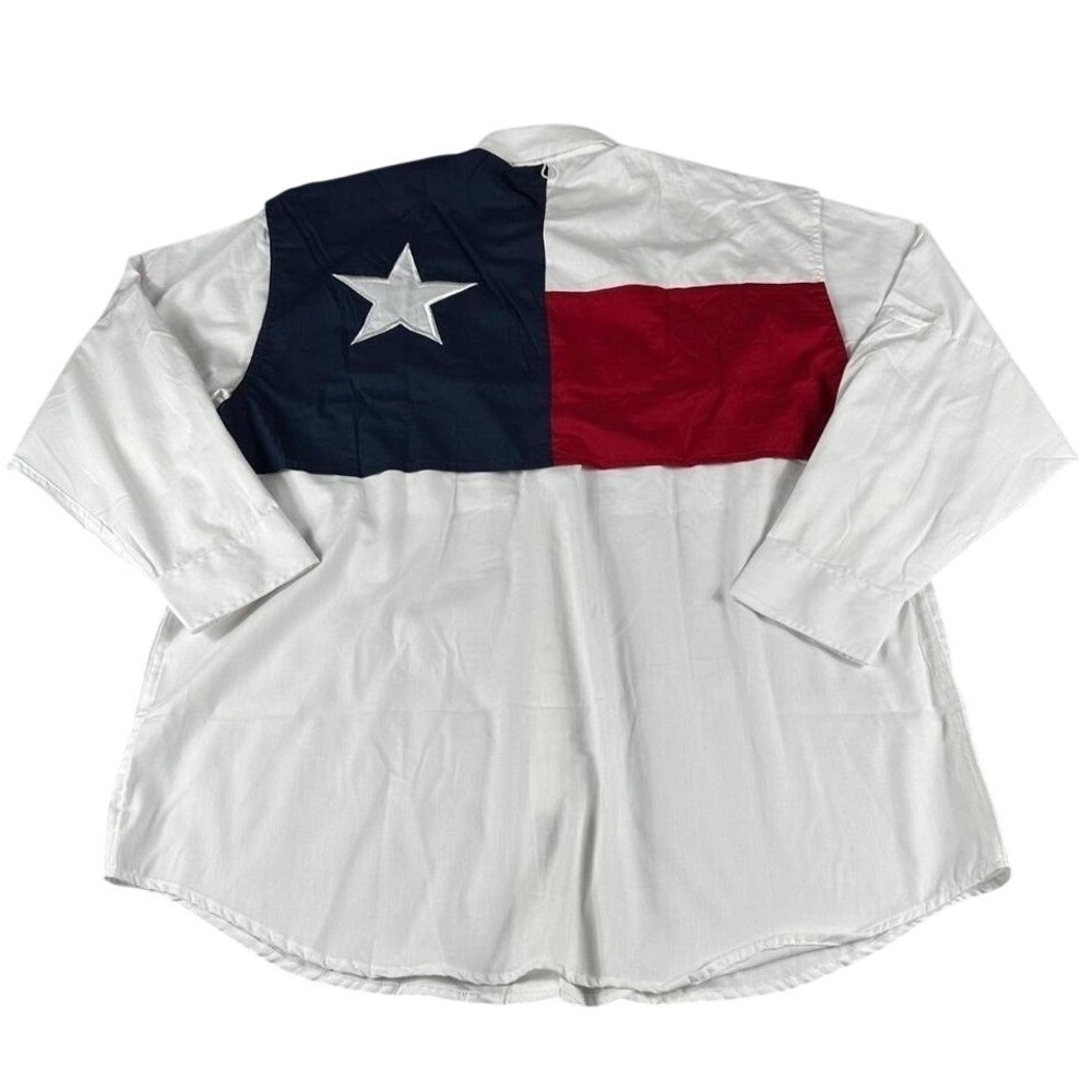 NWT Tiger Hill Fishing Shirt Men XL White Texas Flag Performance Poplin LS